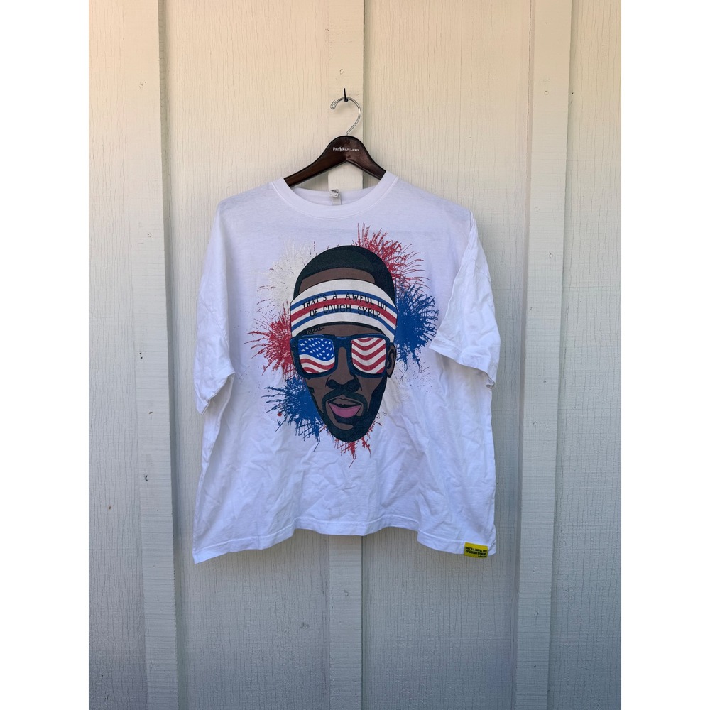 Thats A Awful Lot Of Cough Syrup USA Graphic T-Shirt Men Large White Los Angeles